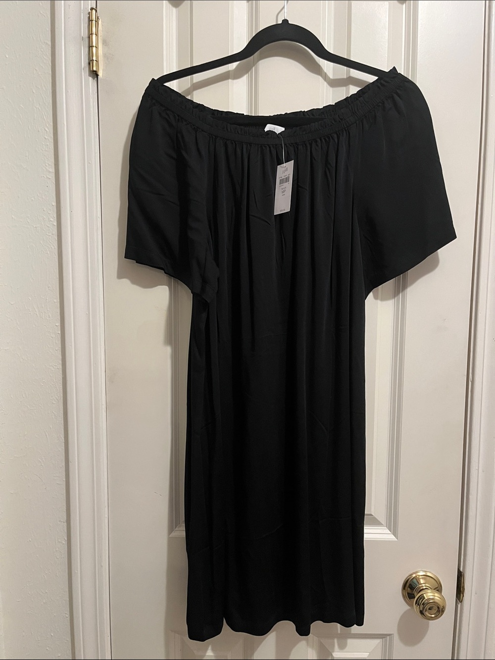 NWT J. Jill Black Convertible Off the-Shoulder Mini Dress with Elastic Neckline